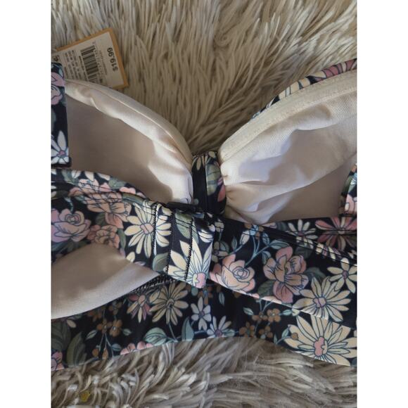 Kona Sol Bikini Top Multi color Floral Keyhole Front Padded Size XL 16-18 New - Picture 10 of 12